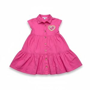 Vince Camuto Girls Size 4 Dress, Pink, Short Sleeve, Button Front